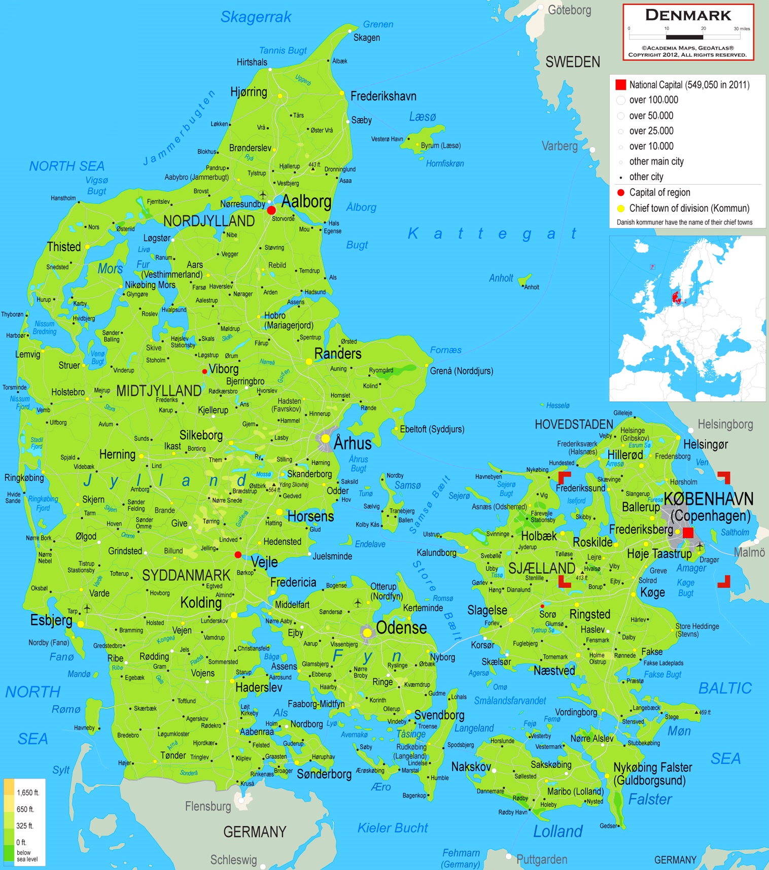 danmarks karta Denmark map physical maps karte dänemark detailed cities