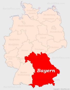 Bayern auf der Deutschlandkarte