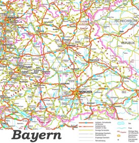 Straßenkarte von Bayern