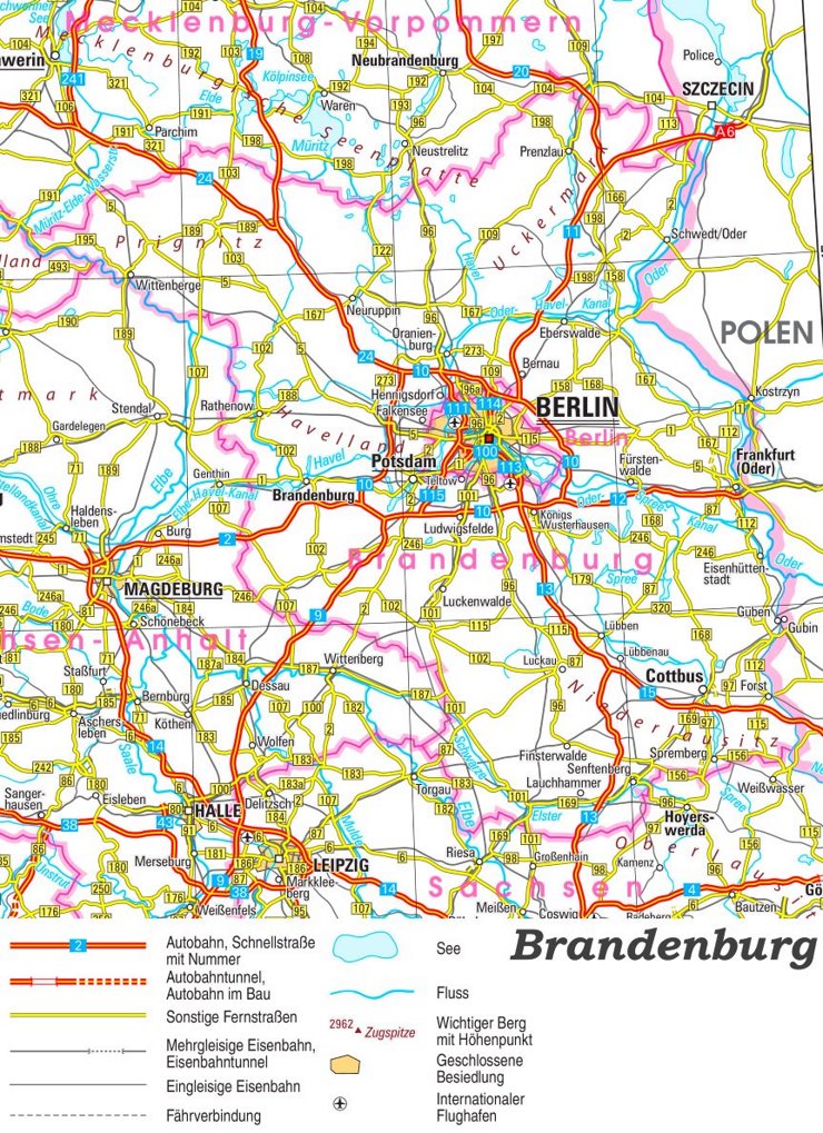 Straßenkarte von Brandenburg