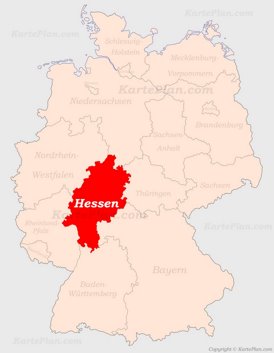 Hessen auf der Deutschlandkarte