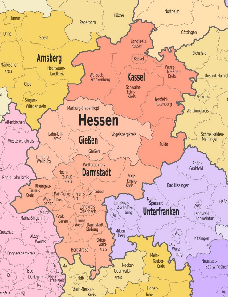 Verwaltungskarte von Hessen