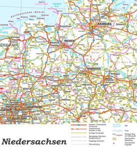 Niedersachsen Karte Deutschland Landkarten Von Niedersachsen