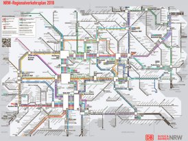 Schienennetz karte von Nordrhein-Westfalen
