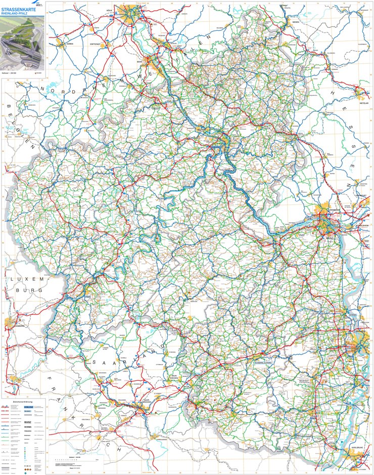 Große detaillierte karte von Rheinland-Pfalz