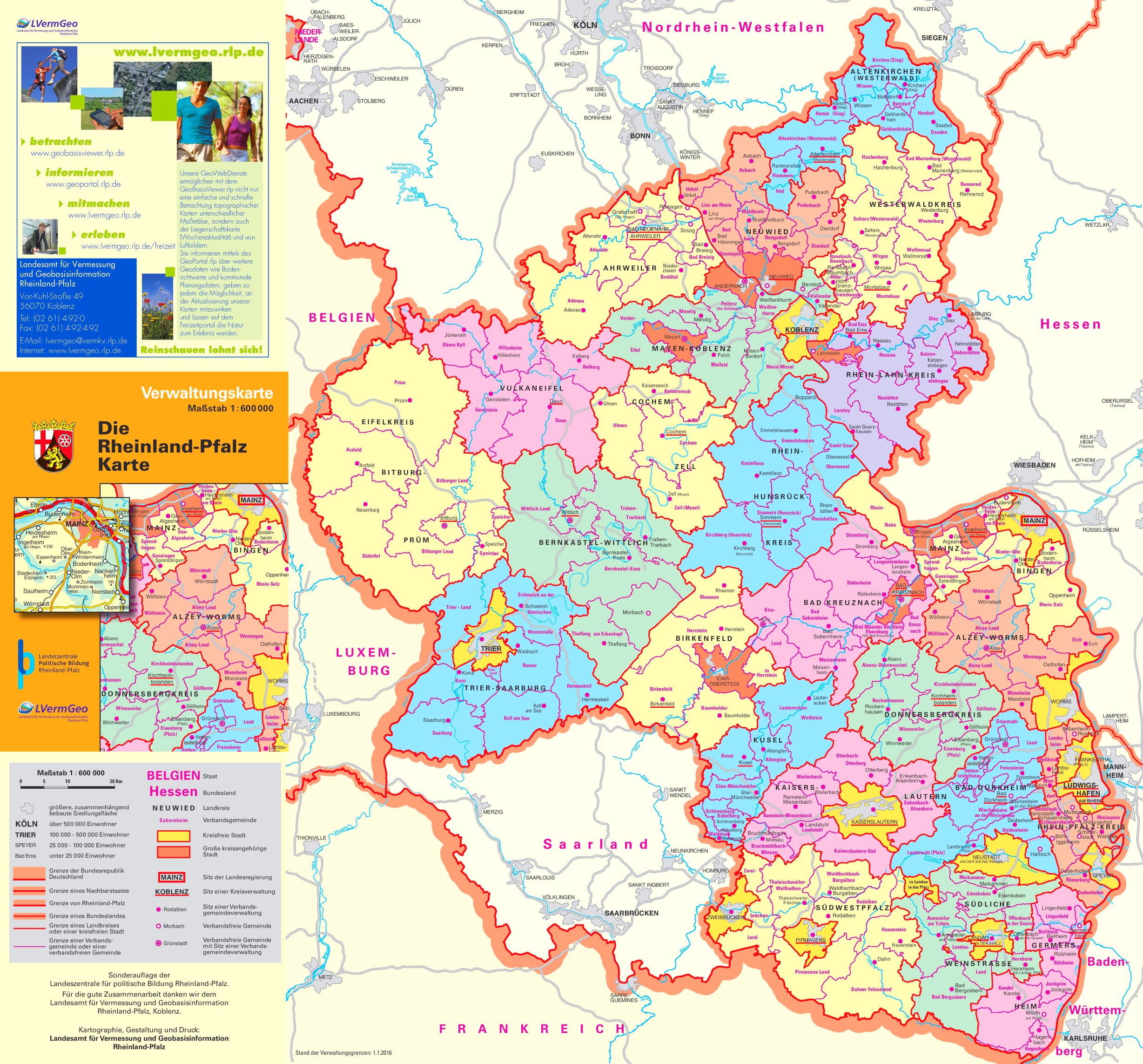 Rheinland Pfalz Karte - Rheinland Pfalz Karte Freeworldmaps Net