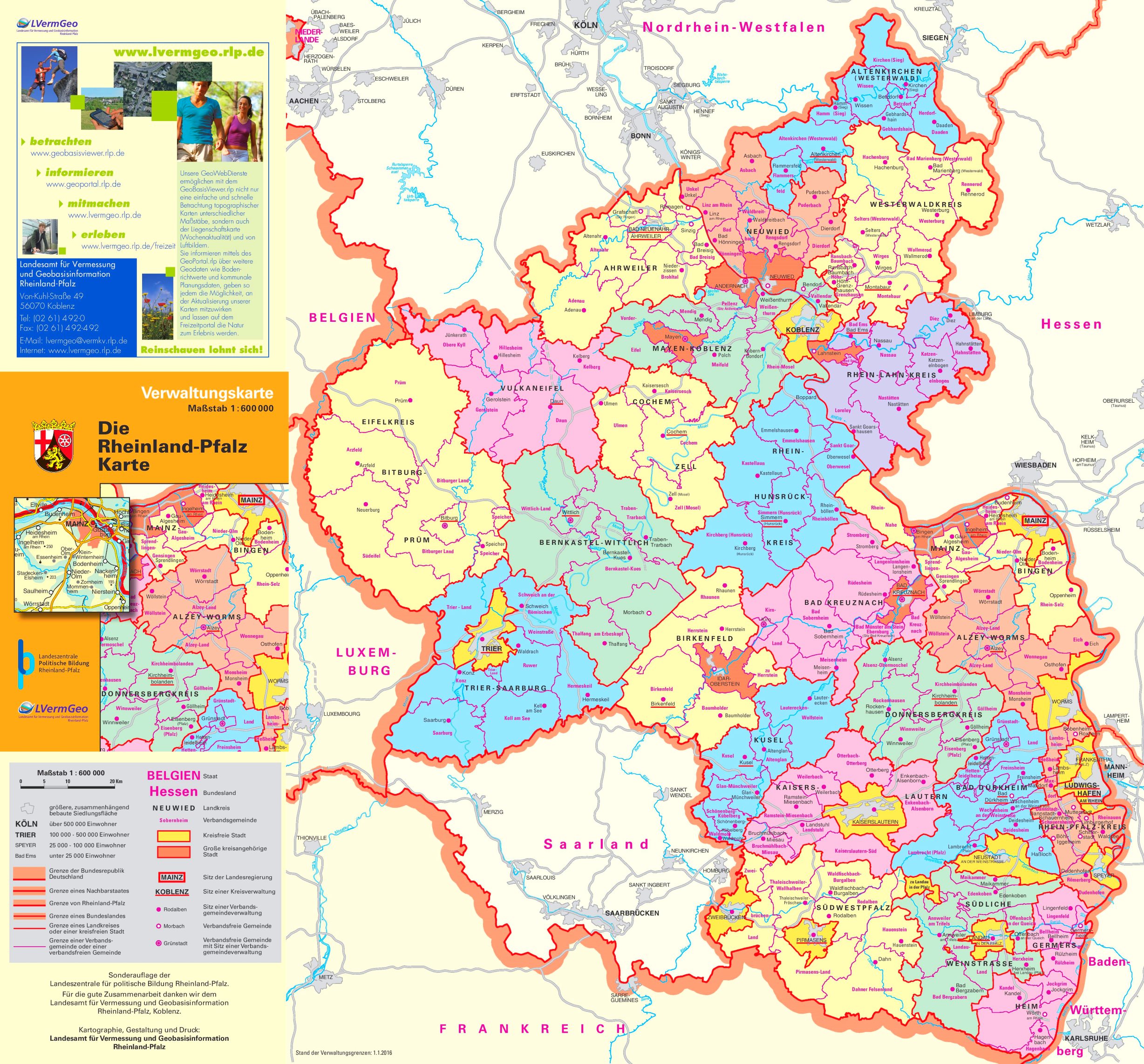 Rheinland-Pfalz politische karte