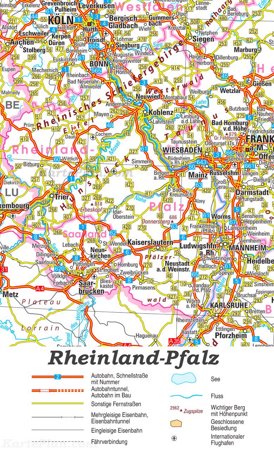 Straßenkarte von Rheinland-Pfalz