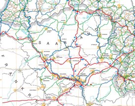 Straßenkarte von Saarland
