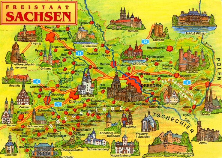 Sachsen touristische karte