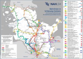 Schienennetz karte von Schleswig-Holstein