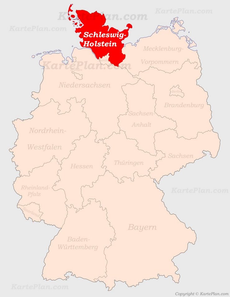 Schleswig-Holstein auf der Deutschlandkarte