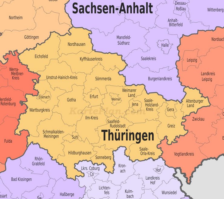 Verwaltungskarte von Thüringen