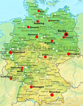 Physische landkarte von Deutschland