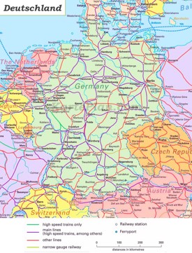 Schienennetz Karte von Deutschland