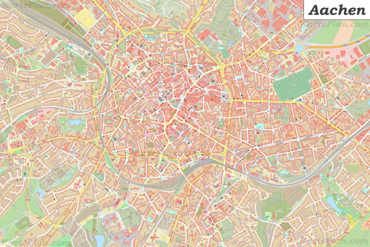Große detaillierte stadtplan von Aachen