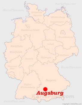 Augsburg auf der Deutschlandkarte