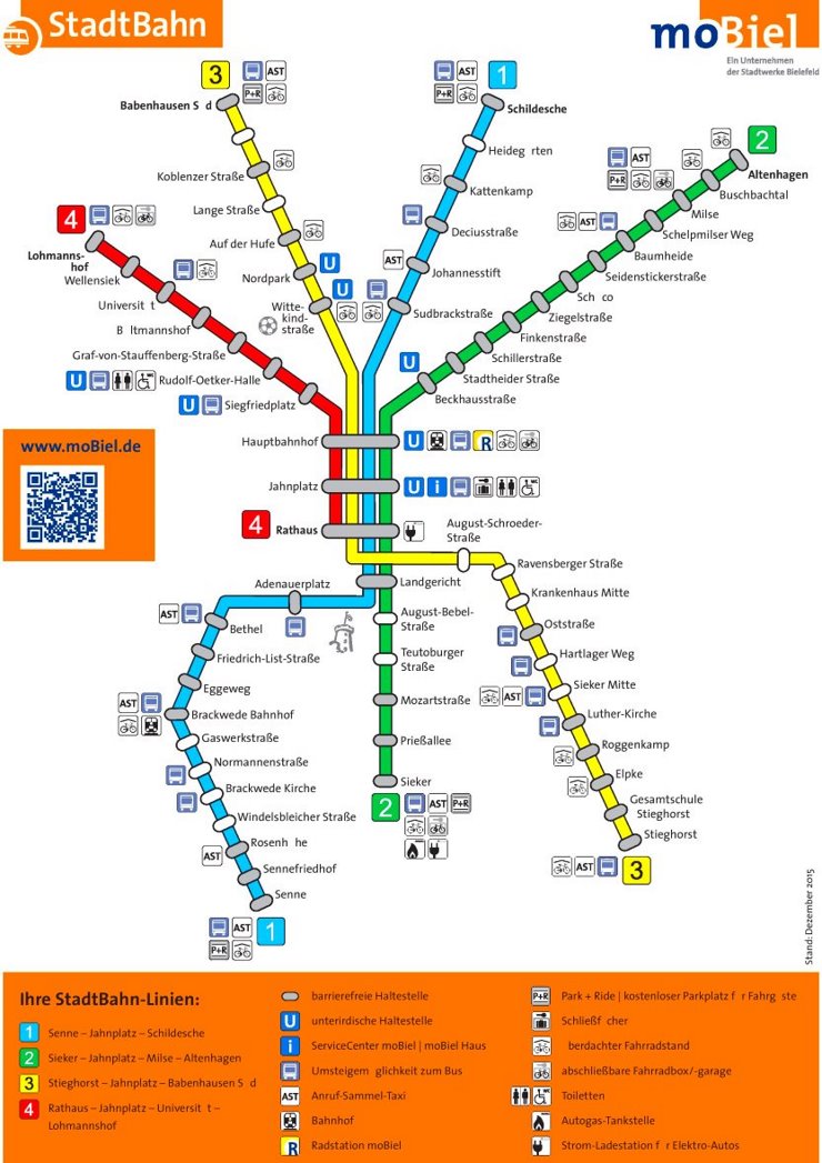 Stadtbahnnetzplan Bielefeld