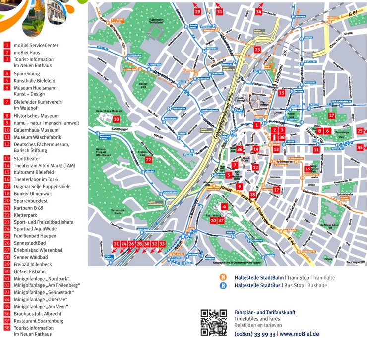 Stadtplan Bielefeld mit sehenswürdigkeiten