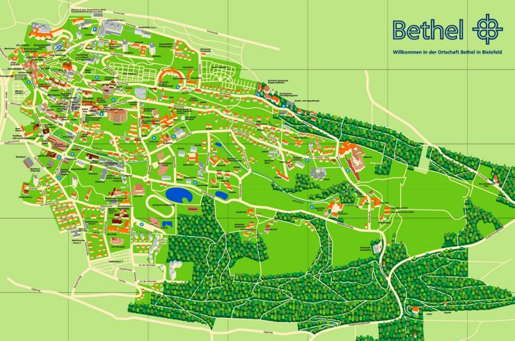 Touristischer stadtplan von Bethel - Bielefeld