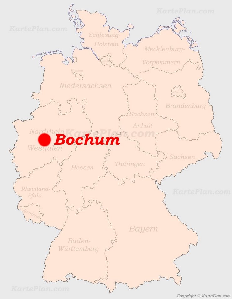 Bochum auf der Deutschlandkarte