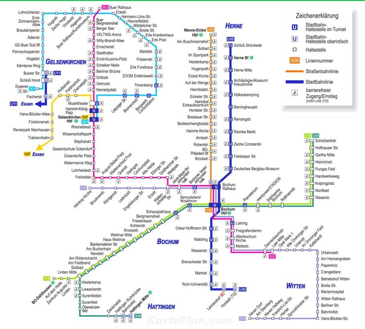 Schienennetzplan Bochum