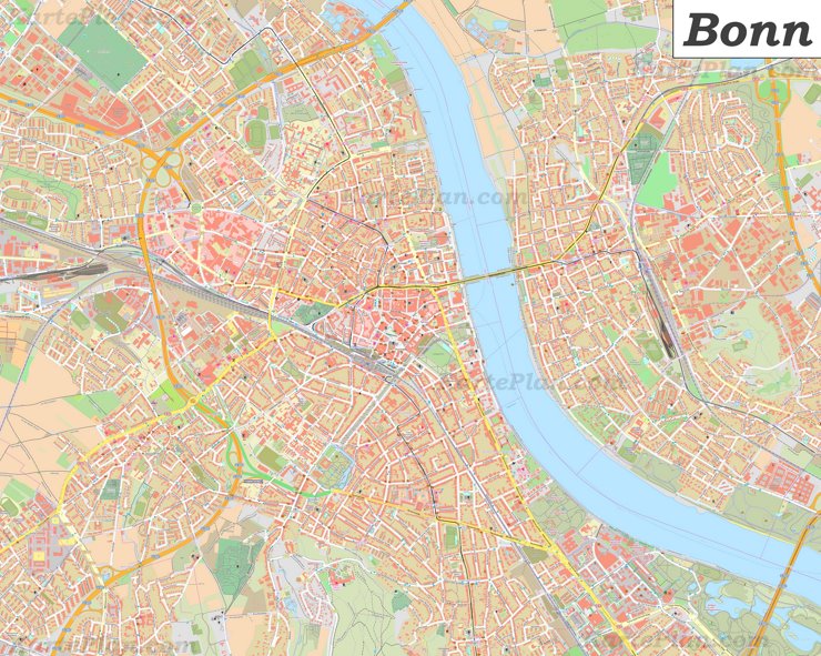 Große detaillierte stadtplan von Bonn