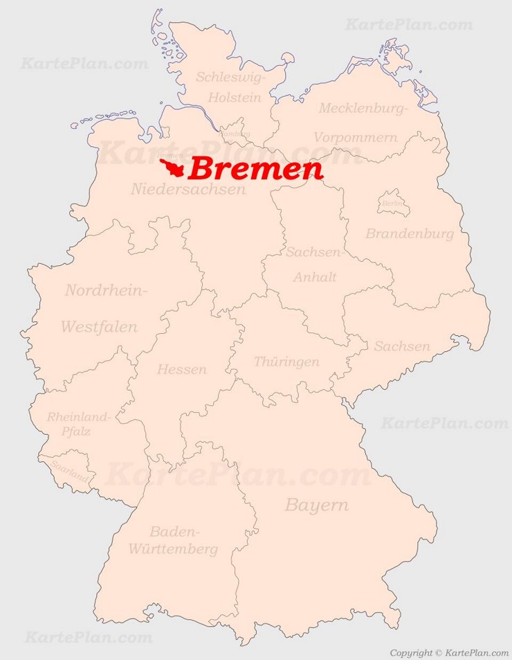 Bremen auf der Deutschlandkarte