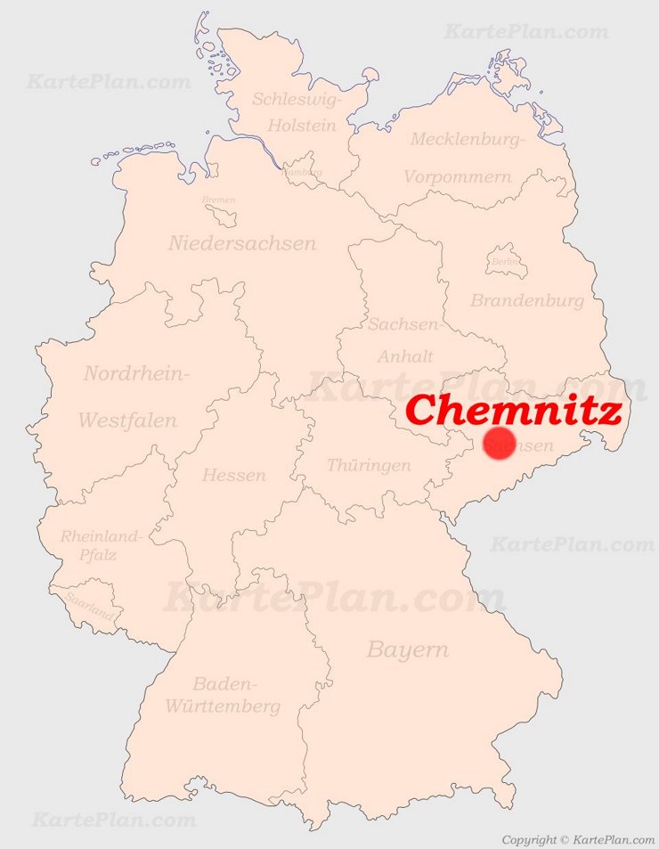 Chemnitz auf der Deutschlandkarte