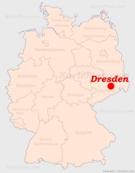 Dresden auf der Deutschlandkarte