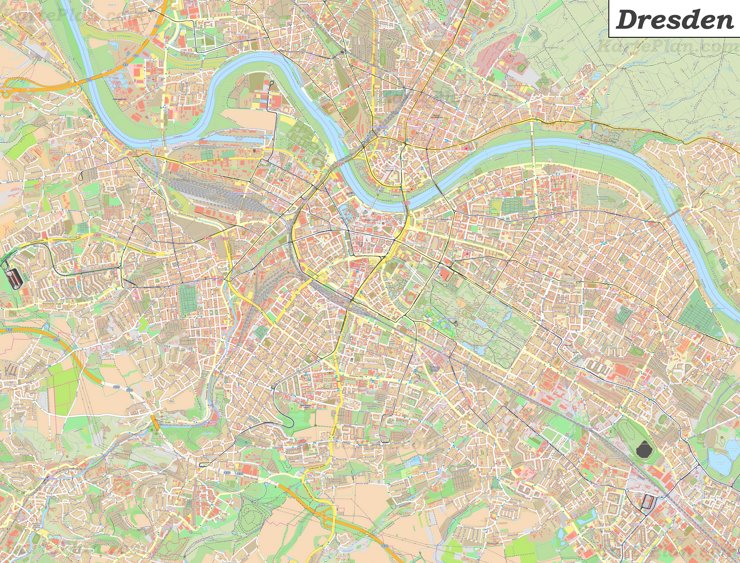 Große detaillierte stadtplan von Dresden