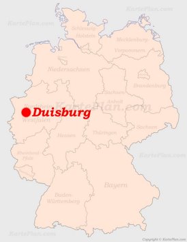 Duisburg auf der Deutschlandkarte