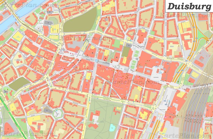 Karte von Duisburgs Zentrum