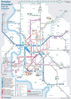 Düsseldorf Straßenbahn und Stadtbahnnetz plan
