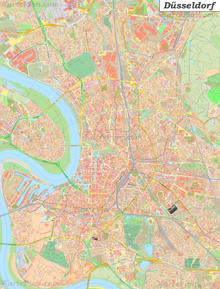 Große detaillierte stadtplan von Düsseldorf