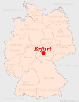 Erfurt auf der Deutschlandkarte