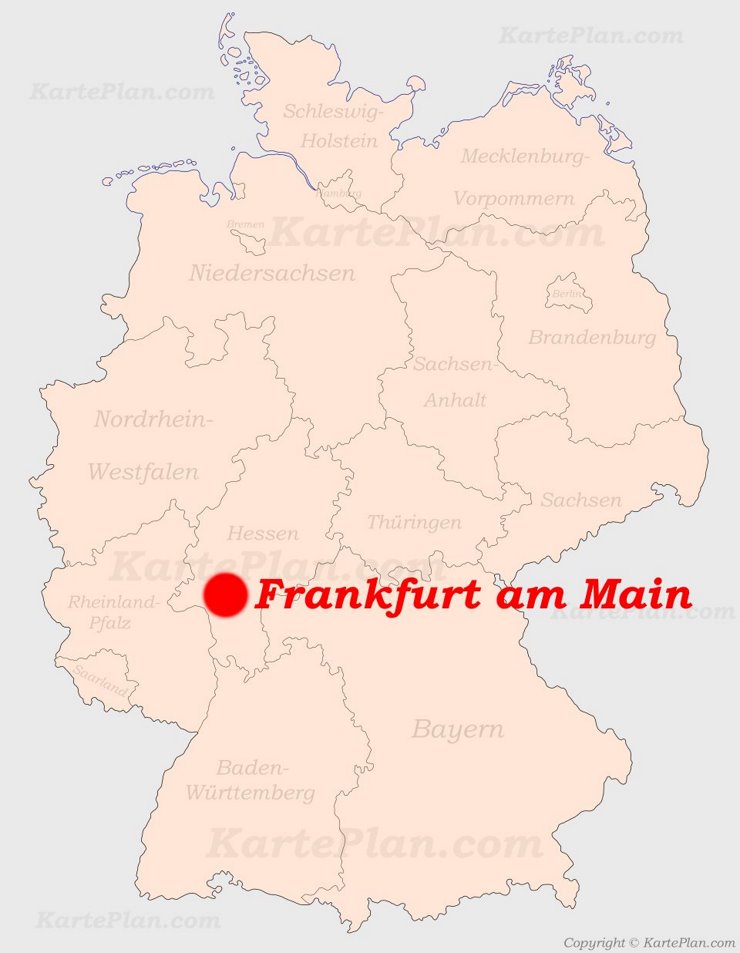 Frankfurt am Main auf der Deutschlandkarte