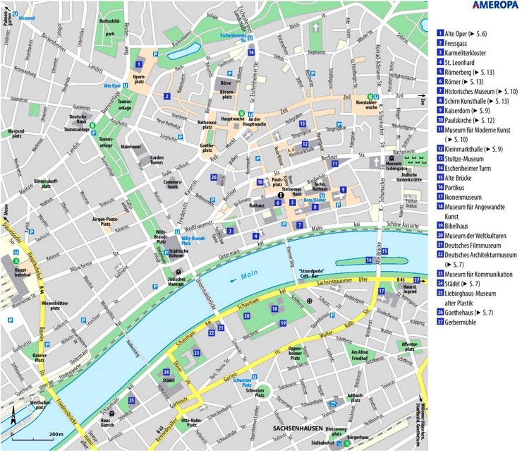 Stadtplan Frankfurt am Main mit sehenswürdigkeiten