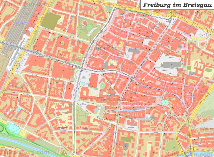 Karte von Freiburg im Breisgau Altstadt