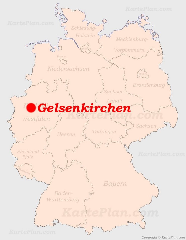 Gelsenkirchen auf der Deutschlandkarte