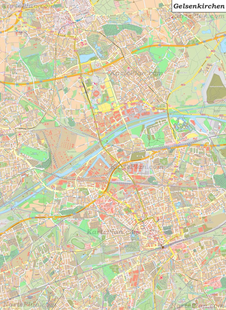 Große detaillierte stadtplan von Gelsenkirchen