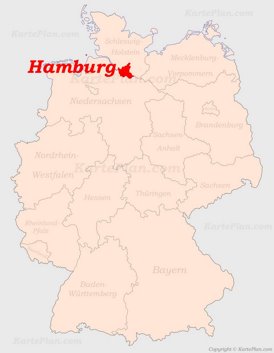 Hamburg auf der Deutschlandkarte
