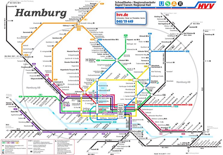 Hamburg S-Bahn und U-Bahn plan