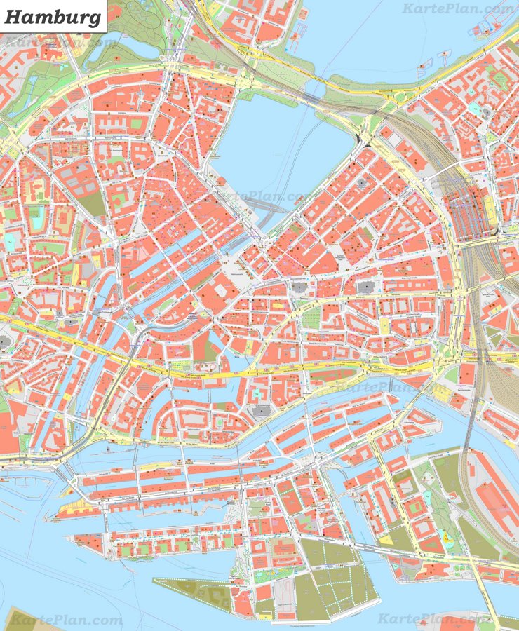 Karte von Hamburg Zentrum