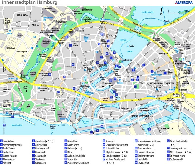 Stadtplan Hamburg mit sehenswürdigkeiten
