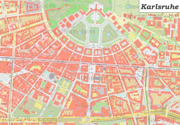 Karte von Karlsruhes Zentrum