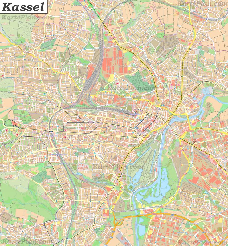 Große detaillierte stadtplan von Kassel
