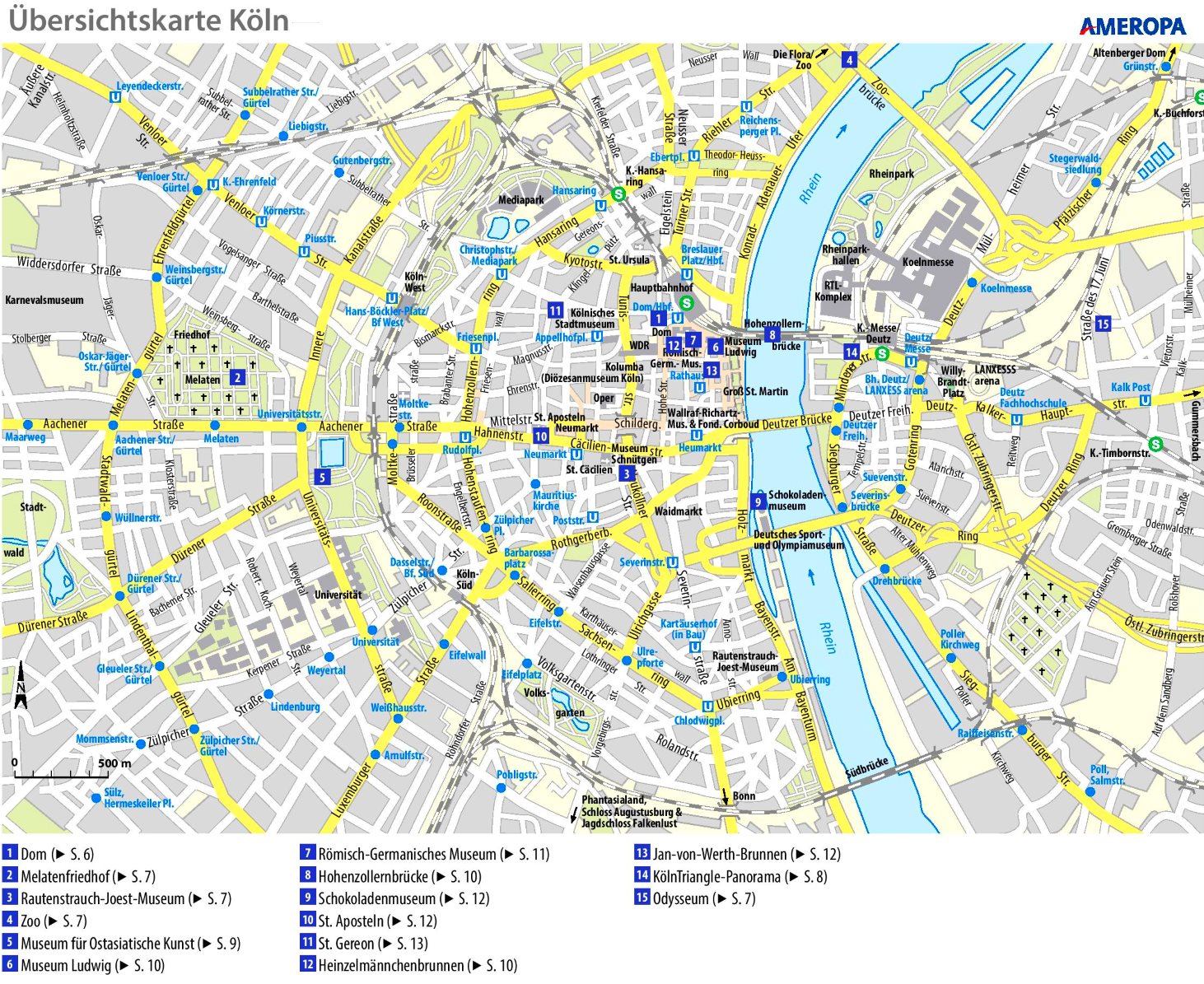 Gratis Köln Stadtplan mit Sehenswürdigkeiten zum Download