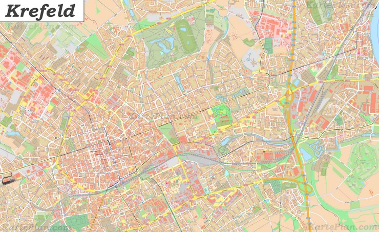 Große detaillierte stadtplan von Krefeld