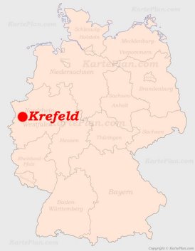 Krefeld auf der Deutschlandkarte